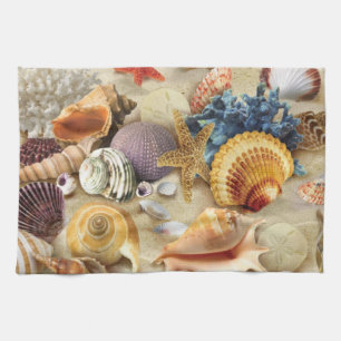 Linge De Cuisine Coques de mer sur la plage