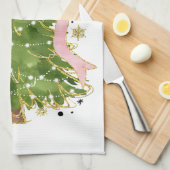 Linge De Cuisine Coquette Bow Christmas Tree Vacances Fille tenue W (Quart Plié)