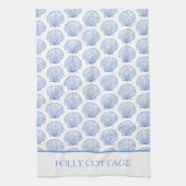 Linge De Cuisine Coquillage côtier bleu et blanc Personnalisé (Vertical)