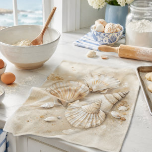 Linge De Cuisine Coquillages Aquarelle Côtière