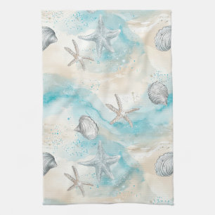 Linge De Cuisine Coquillages aquatiques côtiers & Étoile de mer sci