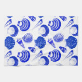 Linge De Cuisine Coquillages - bleu cobalt sur un arrière - plan bl (Horizontal)