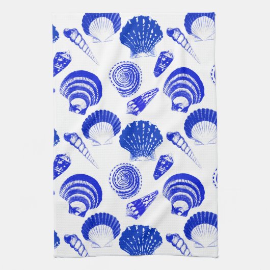 Linge De Cuisine Coquillages - bleu cobalt sur un arrière - plan bl (Vertical)