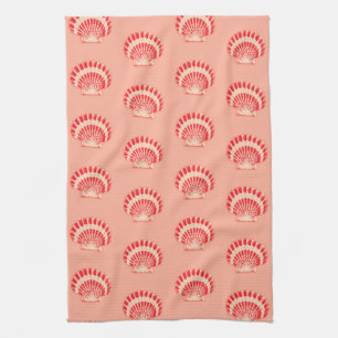 Linge De Cuisine Coquillages - corail et pêche