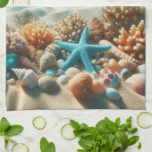 Linge De Cuisine Coquillages De Plage Tropicaux Et Estarfish (Plié)