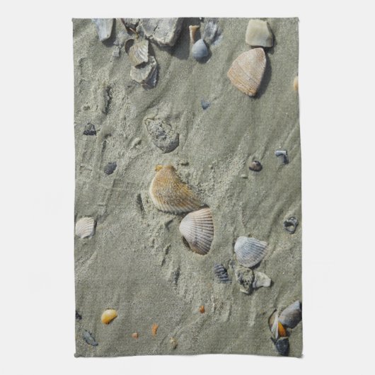 Linge De Cuisine Coquillages Et Sable (Vertical)