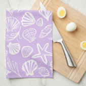 Linge De Cuisine Coquillages Lavande Motif Beach Coques Chic (Quart Plié)