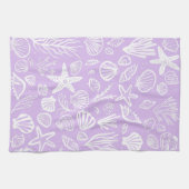 Linge De Cuisine Coquillages Lavande Motif Beach Coques Chic (Horizontal)
