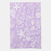 Linge De Cuisine Coquillages Lavande Motif Beach Coques Chic (Vertical)