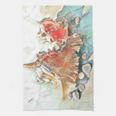 Linge De Cuisine Coquillages orange sur peinture d'aquarelle de pla (Vertical)