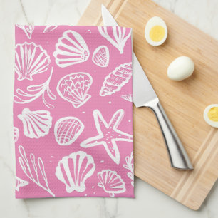 Linge De Cuisine Coquillages Plage Motif Rose Coques Chic