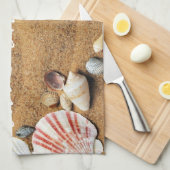 Linge De Cuisine Coquillages Sable Ocean Nom (Quart Plié)