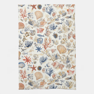 Linge De Cuisine Coquillages Tropicaux & Motif de Récif de Corail