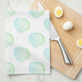 Linge De Cuisine Coquillages verts côtiers pour la plage de Seafoam (Quart Plié)