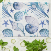 Linge De Cuisine Coquilles d'aquarelle (Plié)