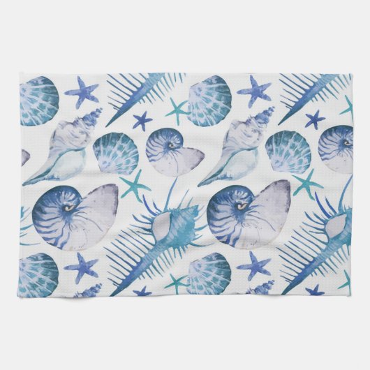 Linge De Cuisine Coquilles d'aquarelle (Horizontal)