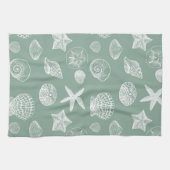 Linge De Cuisine Coquilles de mer sage et blanche (Horizontal)