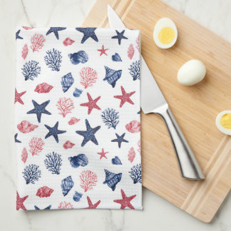 Linge De Cuisine Coquilles Patriotiques & Corail Été