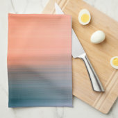 Linge De Cuisine Corail clair et Gris Bleu rayures (Quart Plié)