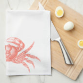 Linge De Cuisine Corail de style d'artisan d'impression de bois de (Quart Plié)