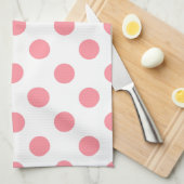Linge De Cuisine Corail et pois blancs (Quart Plié)