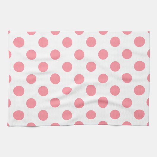 Linge De Cuisine Corail et pois blancs (Horizontal)