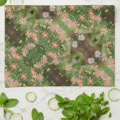 Linge De Cuisine Corail et vert foncé (Plié)