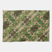 Linge De Cuisine Corail et vert foncé (Horizontal)