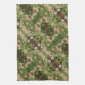 Linge De Cuisine Corail et vert foncé (Vertical)