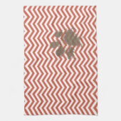 Linge De Cuisine Corail foncé Chevron (Vertical)