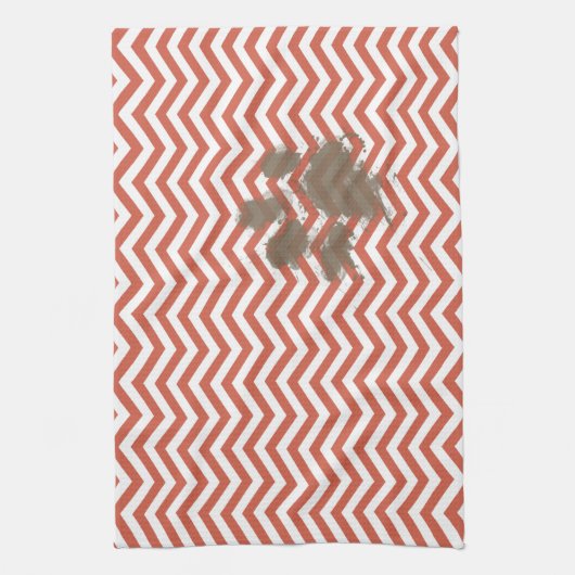 Linge De Cuisine Corail foncé Chevron (Vertical)