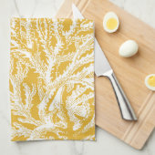 Linge De Cuisine Corail jaune et blanc (Quart Plié)