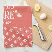 Linge De Cuisine Corail | LOVE LIVES ICI | Personnalisable (Quart Plié)