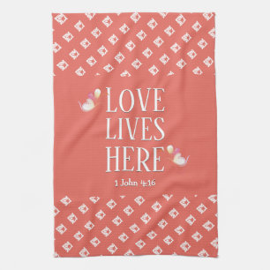 Linge De Cuisine Corail   LOVE LIVES ICI   Personnalisable