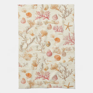 Linge De Cuisine Corail Marin Artistique Coquillage Terre Cuite Ivo