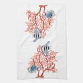 Linge De Cuisine Corail rouge avec les poissons tropicaux, (Vertical)