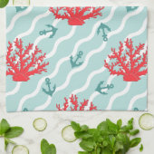 Linge De Cuisine Corail rouge Motif 1 (Plié)