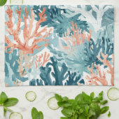 Linge De Cuisine Corail Sarcelle Vert Orange Plage (Plié)