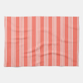 Linge De Cuisine Corail vivant et blanc quatre bandes motif (Horizontal)
