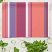 Linge De Cuisine Corail vivant, rouge et violet (Plié)