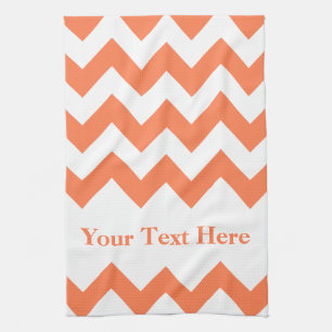 Linge De Cuisine Coral Bold Chevron avec texte personnalisable