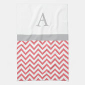 Linge De Cuisine Coral Chevron Monogramme (Vertical)