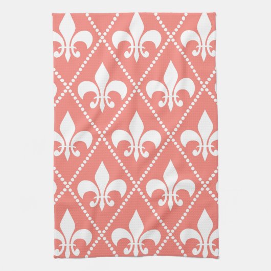 Linge De Cuisine Coral Fleur de Lis (Vertical)