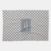 Linge De Cuisine Coral Grey Tartan Towel Personalized Classic Look (Horizontal)