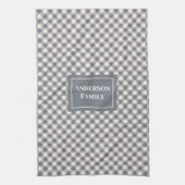 Linge De Cuisine Coral Grey Tartan Towel Personalized Classic Look (Vertical)