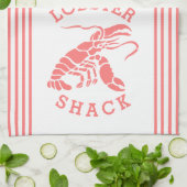 Linge De Cuisine Coral Rouge Homard & Grilles Design (Plié)