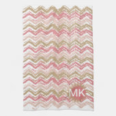 Linge De Cuisine Coral Spice Scribble ZigZag Chevron Motif (Vertical)