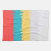 Linge De Cuisine Coral Turquoise Yellow White Stripes (Horizontal)