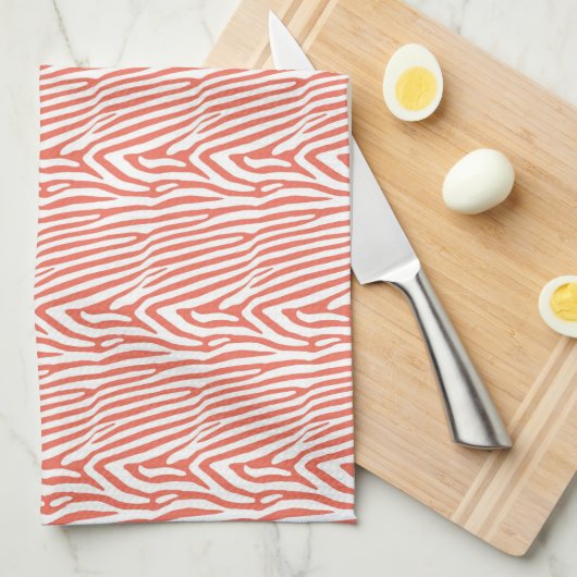 LINGE DE CUISINE CORAL ZEBRA STRIPES (Quart Plié)