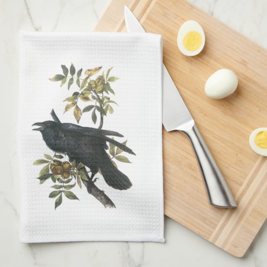 Linge De Cuisine Corbeau commun par Audubon (Quart Plié)